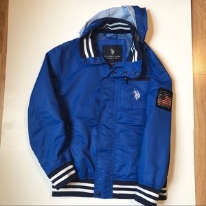 US Polo Assn Boys Blue Hoodie Jacket Large